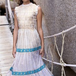 Oliphant SLEEVELESS SMOCKED MAXI- REGENT GOLD